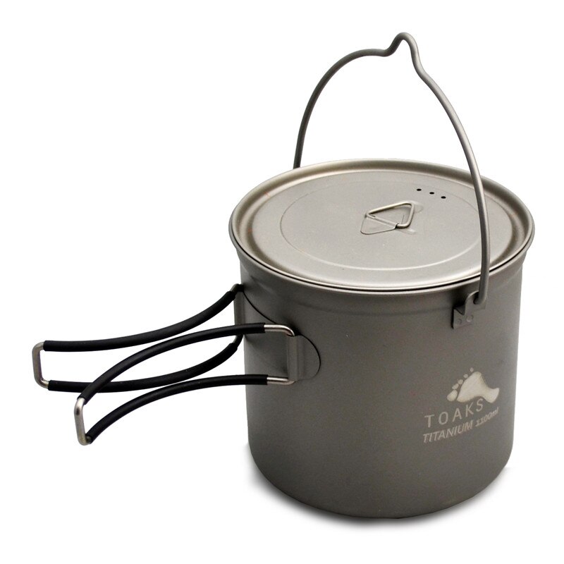 Toaks titanium gryde med kaution håndtag udendørs campingpotte letvægtsudstyr 750ml, 1100ml, 1300ml, 1600ml, 2000ml