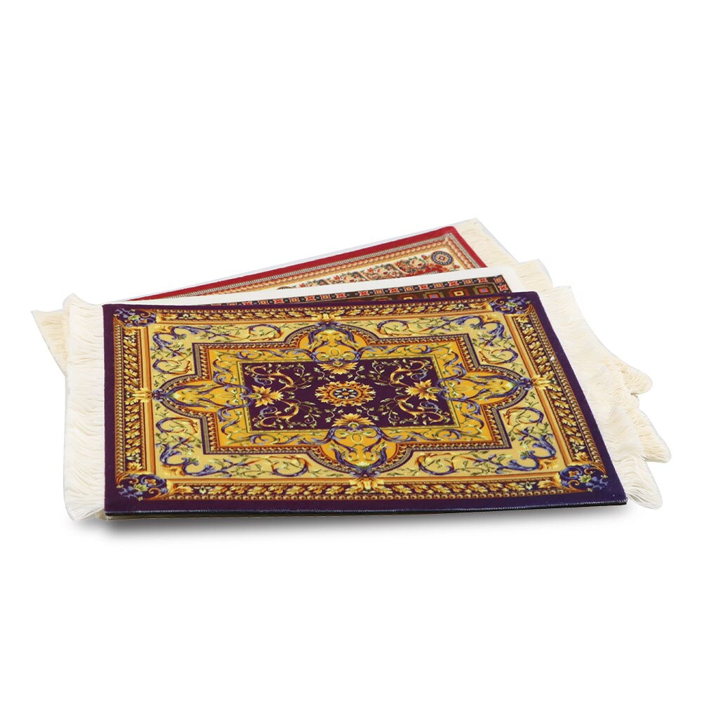 MRGLZY Mini Carpet Persian Weaving Pad Mouse Pad Carpet Big Pattern Cup with Side Home Office Desk Decoration Craft Retro Style