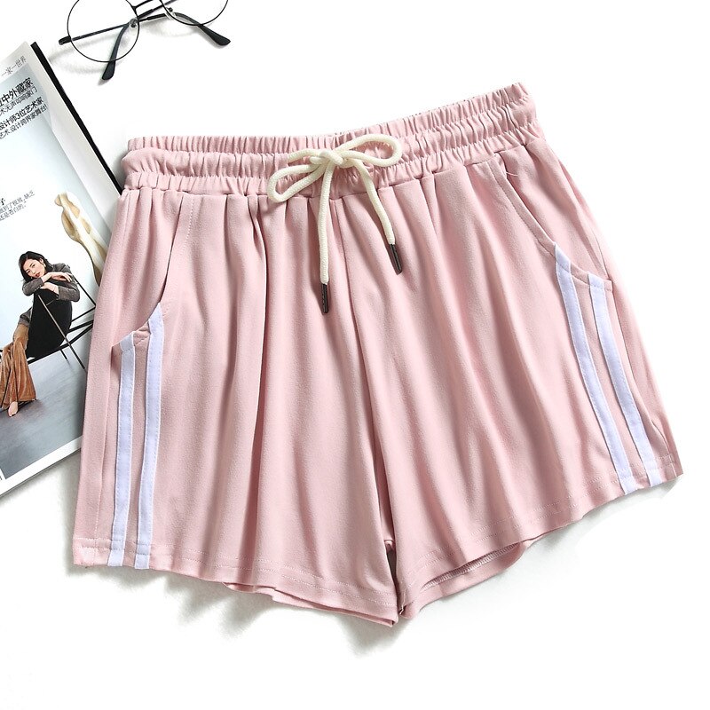 Sports Shorts Women Summer Anti Emptied Loose Running Shorts Casual Lady Elastic Waist Beach Correndo Short Pants: pink / M