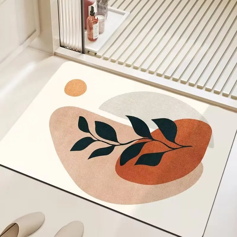 Simple Illustration Pattern Door Front Mat Decoration Home Bathroom Floor Mat: 45x70cm / Navy Blue