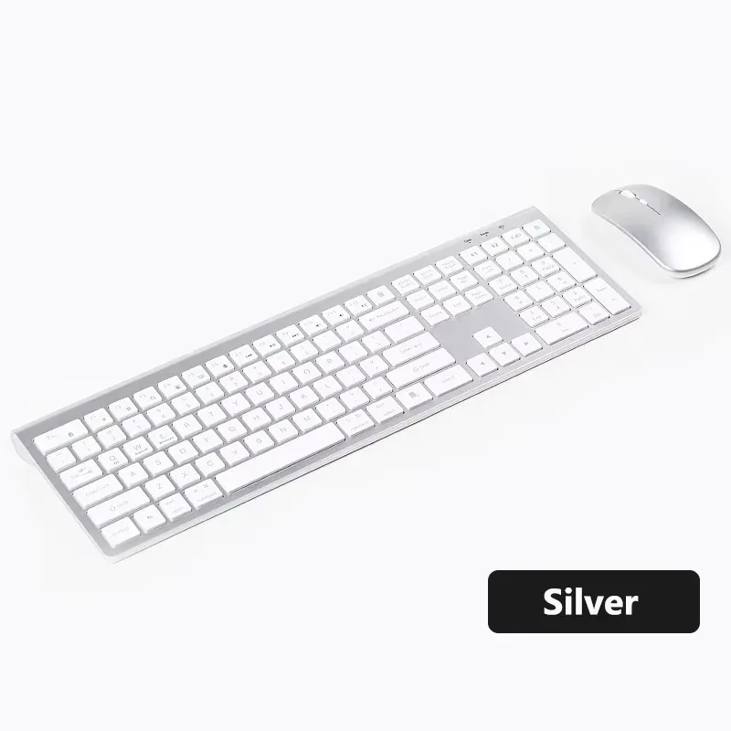 Bluetooth 5.0 & 2.4G Wireless Keyboard and Mouse Combo Multimedia Keyboard Mouse Set for iPad Macbook Android Laptop PC TV: Gold