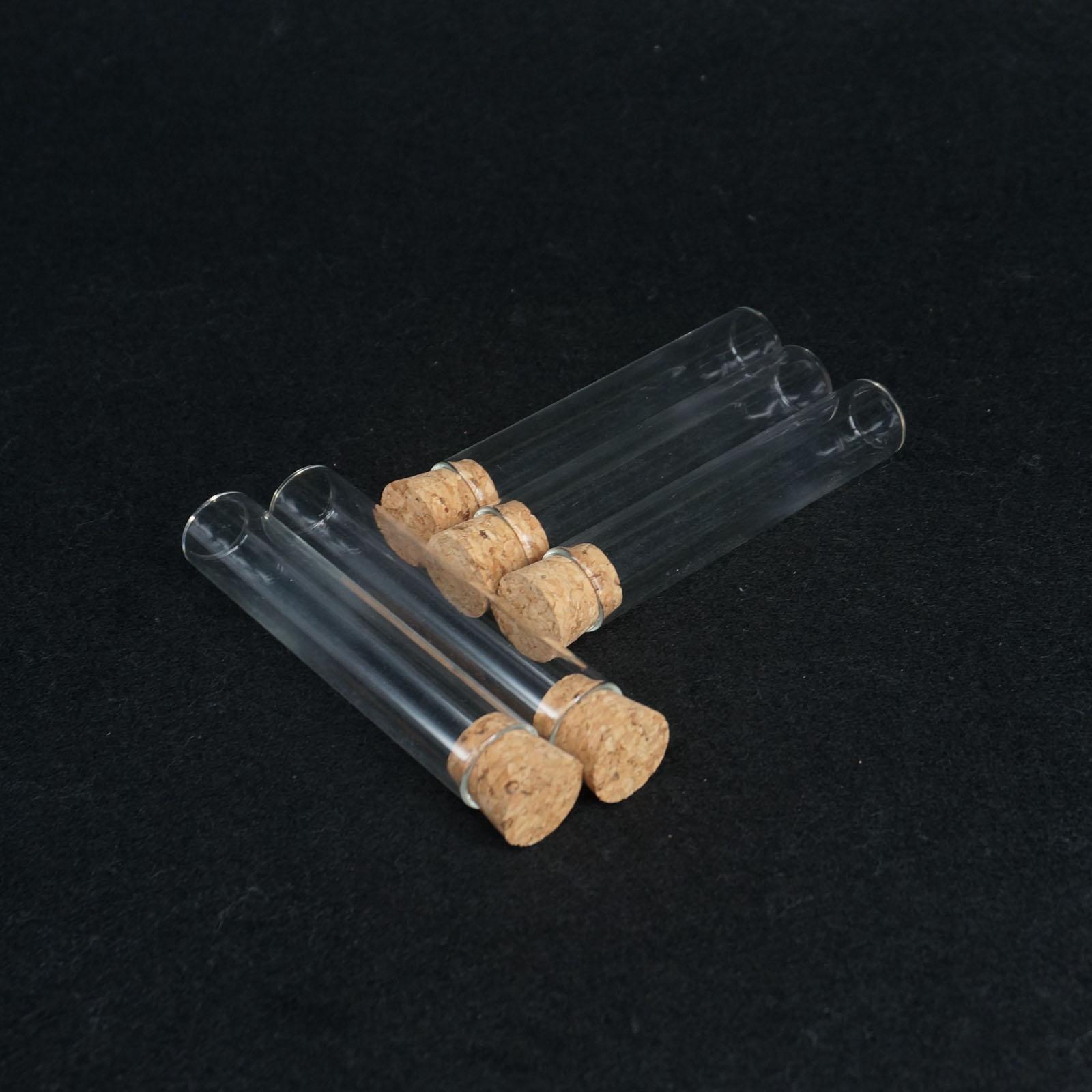 5Pcs 20X100 Mm Lab Glas Reageerbuis Platte Bodem Met Hout Stopper Thermostabiliteit