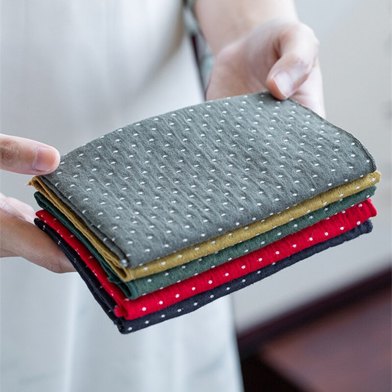 Chinese Red Cotton Dishcloth Table Napkins Green Tea Ceremony Dot Serving Yellow Tea Towel Accessories Brown Napkin For Plate