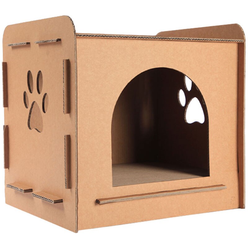 Tools Cat House Carton Box DIY Scratch Board Pet Kitten Have Small Window Indoor Self Assembly Corrugated Paper Toys Supplies: Default Title
