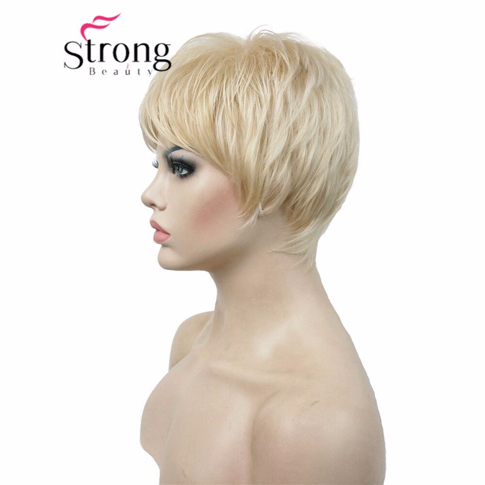 StrongBeauty Super Korte Gelaagde en Spikey Blonde Full Synthetische Pruik Pruiken Zwart Bruin KLEUR KEUZES