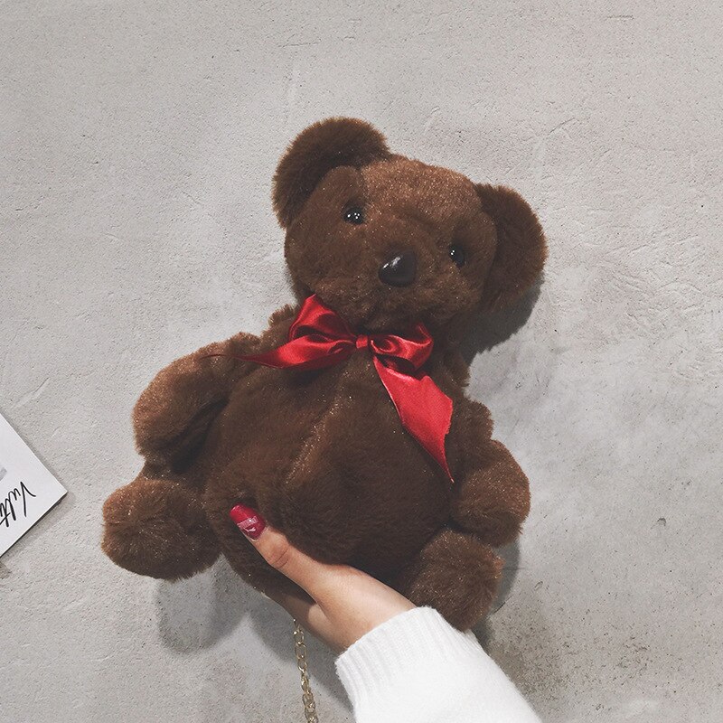 Cartoon brown teddy bear Baby plush backpack Cute big belly litter bear doll Animal backpack plush toy girls bags schoolbag