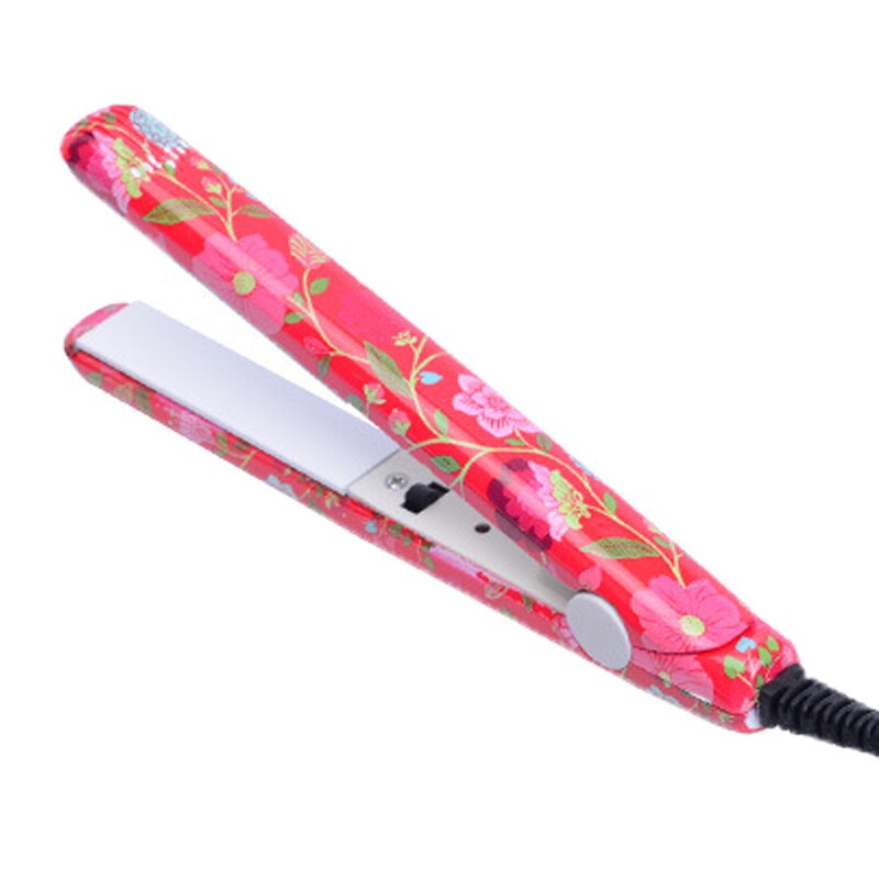 Electronic Hair Iron Hairstyling Portable Ceramic Flat Iron Hair Straightener Irons Styling Tools: Cherry red
