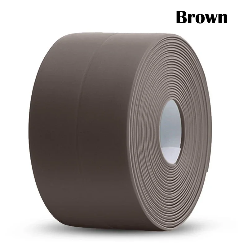 1/2/3.2M Self-adhesive Sealing Tape PVC Oil-Proof Kitchen Sink Edge Caulk Tape Waterproof Bathroom Toilet Corner Wall Stickers: camel / 5M / 14mm