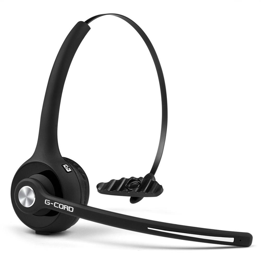 G-cord bluetooth 4.1 telefonsamtal headset med mikrofon, infällbara kontors trådlösa hörlurar med tyst strömbrytare för skype, voip, lastbil