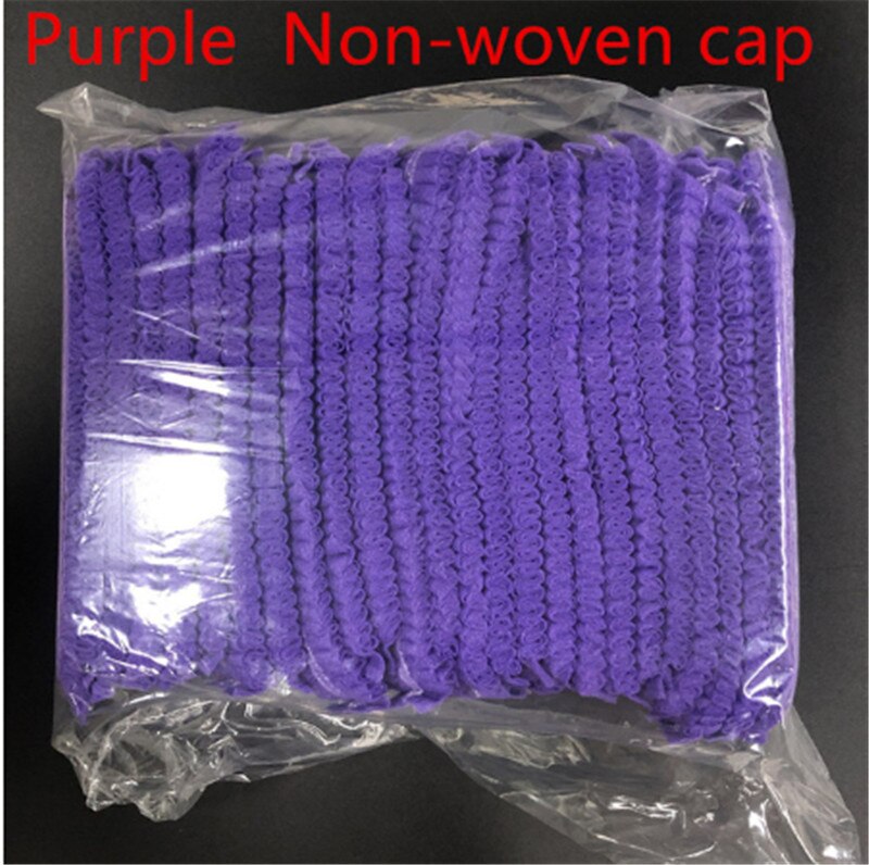Gorro de ducha desechable no tejido para hombre y mujer, gorro de pelo plisado elástico para Spa, salón, baño, barbería y Hotel, 10 Uds.: Morado