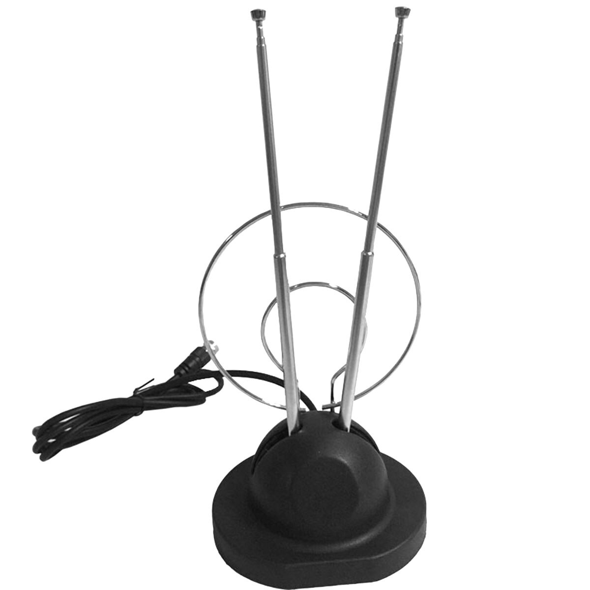 Antena aérea de tv com orelhas de coelho, digital, hdtv vhf uhf sinal com cabo coaxial