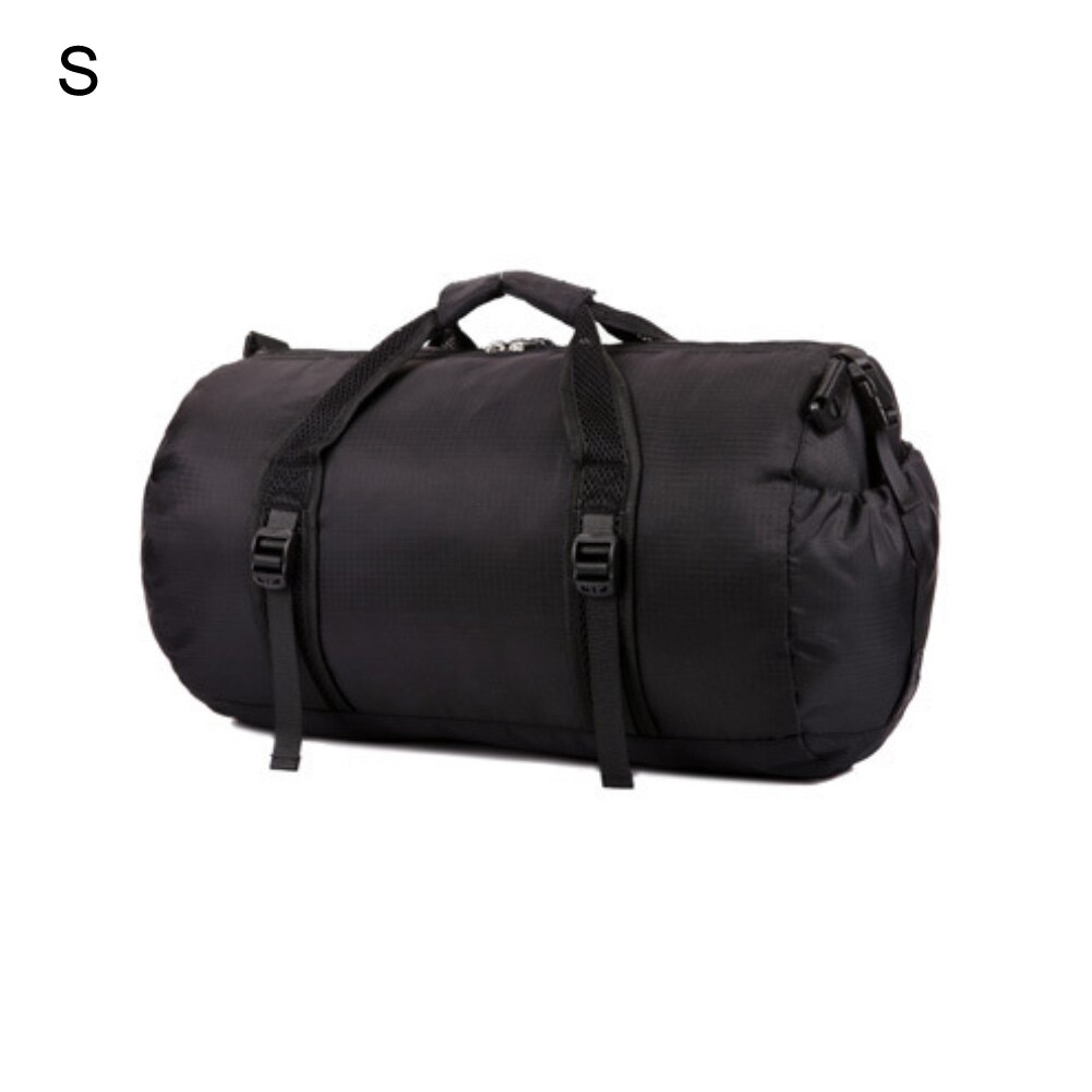 Nylon Travel Bag Large Capacity Vintage Luggage Bag Women Men Folding Zipper Travel Bag Handbag Sports Fitness Luggage: S Black