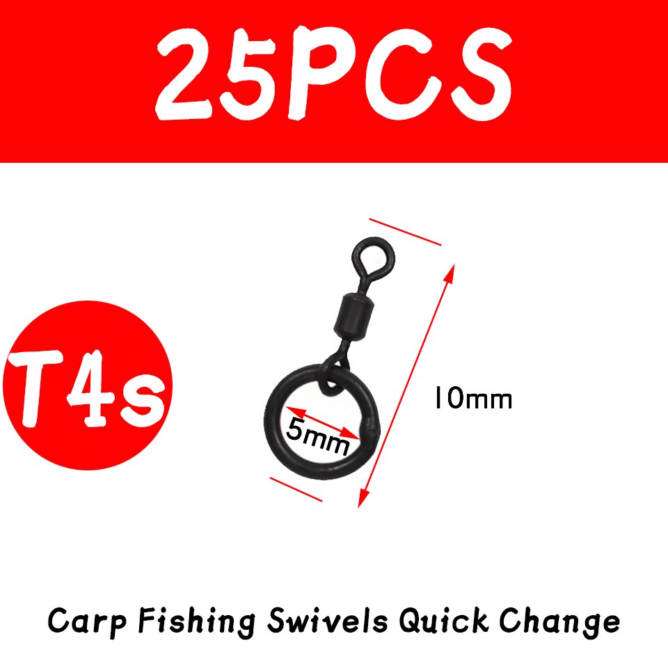 JIGEECARP girelle da pesca alla carpa da 25 pezzi Snap a cambio rapido per attrezzatura da pesca alla carpa attrezzatura da pesca terminale: 25pcs T4S