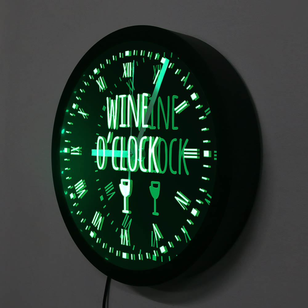 Wine o'Clock LED Neon Sign Modern Wall Clock Winery Sign Kitchen Wall Watch Luminous Pub Bar Wine Lighting Decor Party