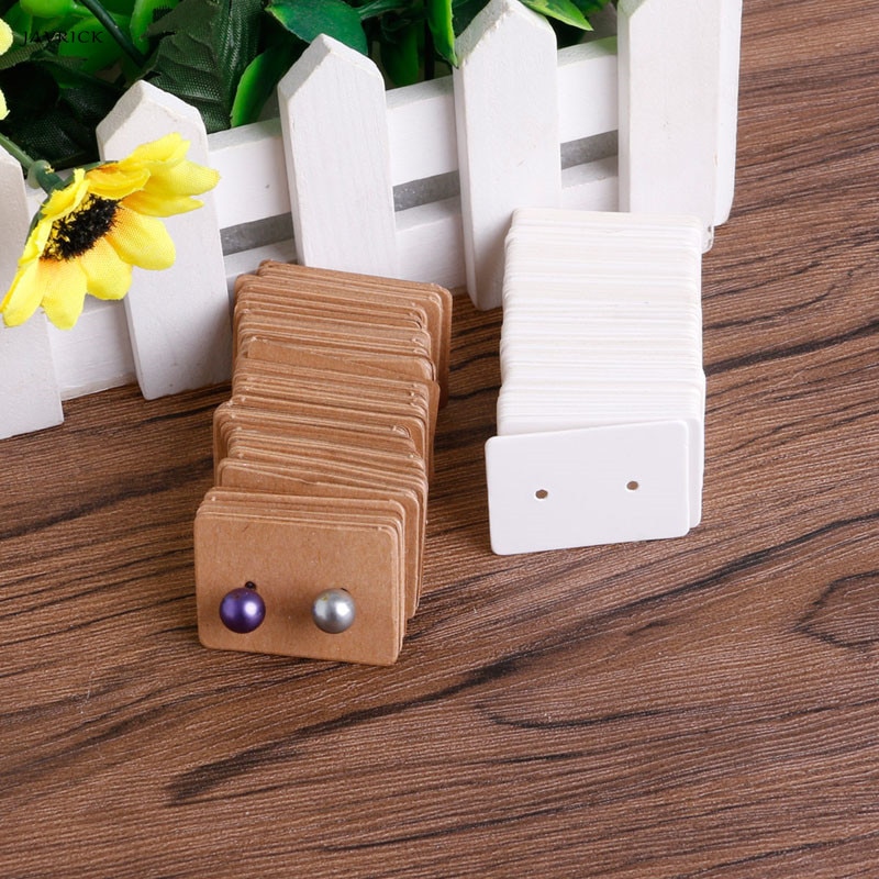 JAVRICK 100 Stks Leeg Oorbellen Oorstekers Display Kaart Opknoping Tags Kraftpapier Sieraden