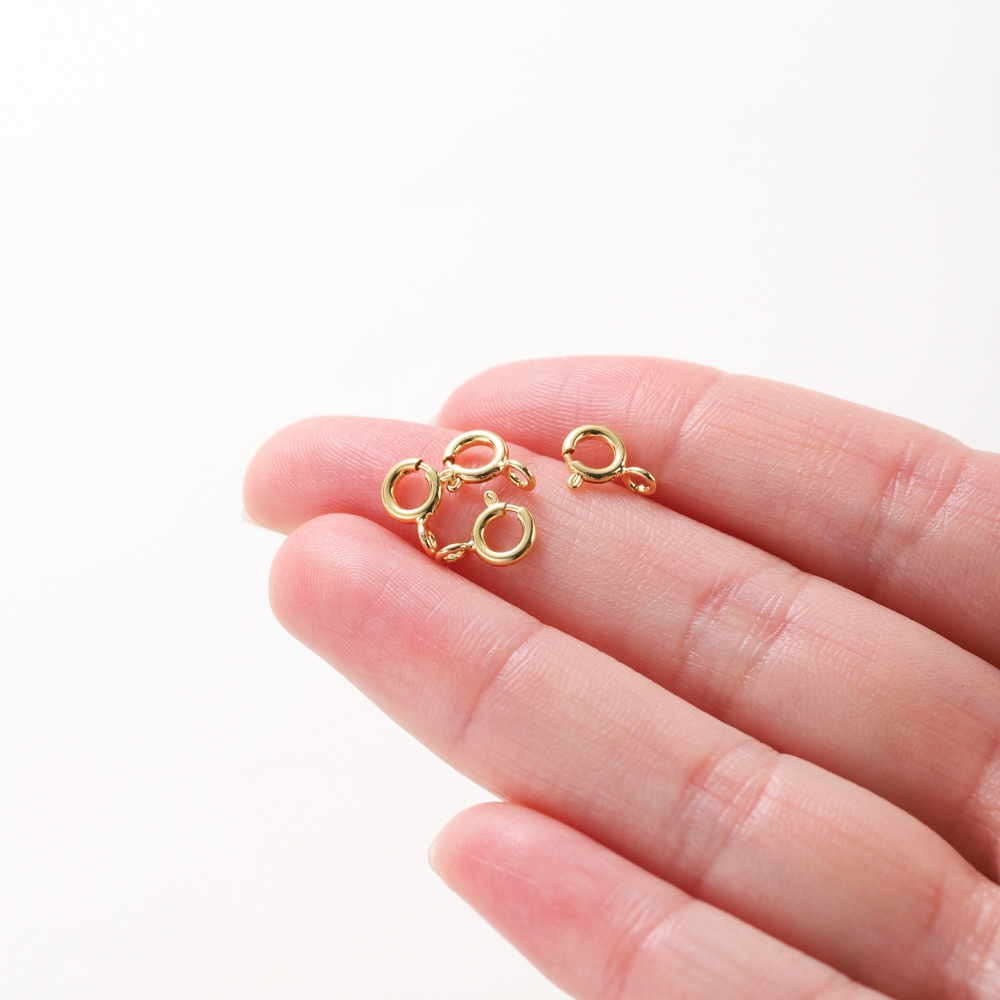 10 Uds./14K 18K cierre de resorte redondo de oro con anillo de salto cierre de conexión abierta para joyería DIY collar cadena accesorios de fabricación