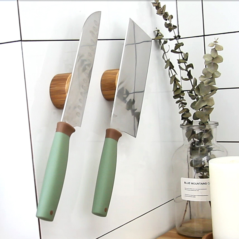 Kompakt mini magnetisk knivblok træ universal vægmonteret klistermærke køkken køkkenudstyr organisator magnet knivholder værktøj