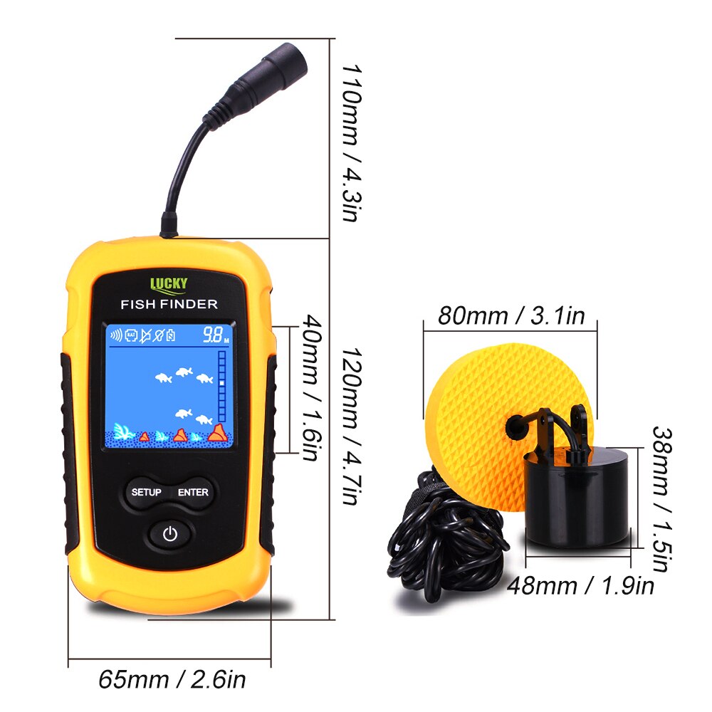 GLÜCK FF1108-1/FFC1108-1 Fisch Finder Alarm 100M Tragbare Sonar LCD Fisch Finder Angeln locken Echolot Angeln Finder