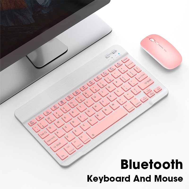 Bluetooth Wireless Pink Keyboard Mouse Combo For iPad Surface Tablet Laptop Silent Keyboard Mute Mini Size Keyboard Mouse Set