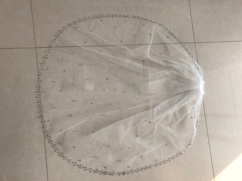 Glitter Bling Bling Sparkling 1 Layer Crystals Wedding Veils With Comb White Ivory Bridal Accessories