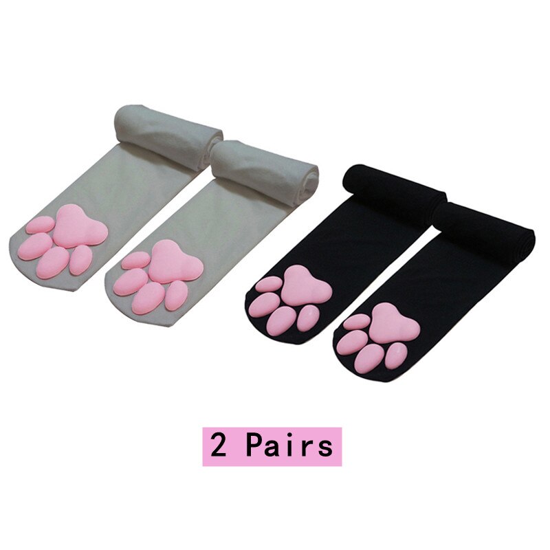 Calze con zampa di gatto per donna calze stampate in 3D Kawaii coscia di cotone alta sopra il ginocchio Cosplay morbido carino sexy: Style5