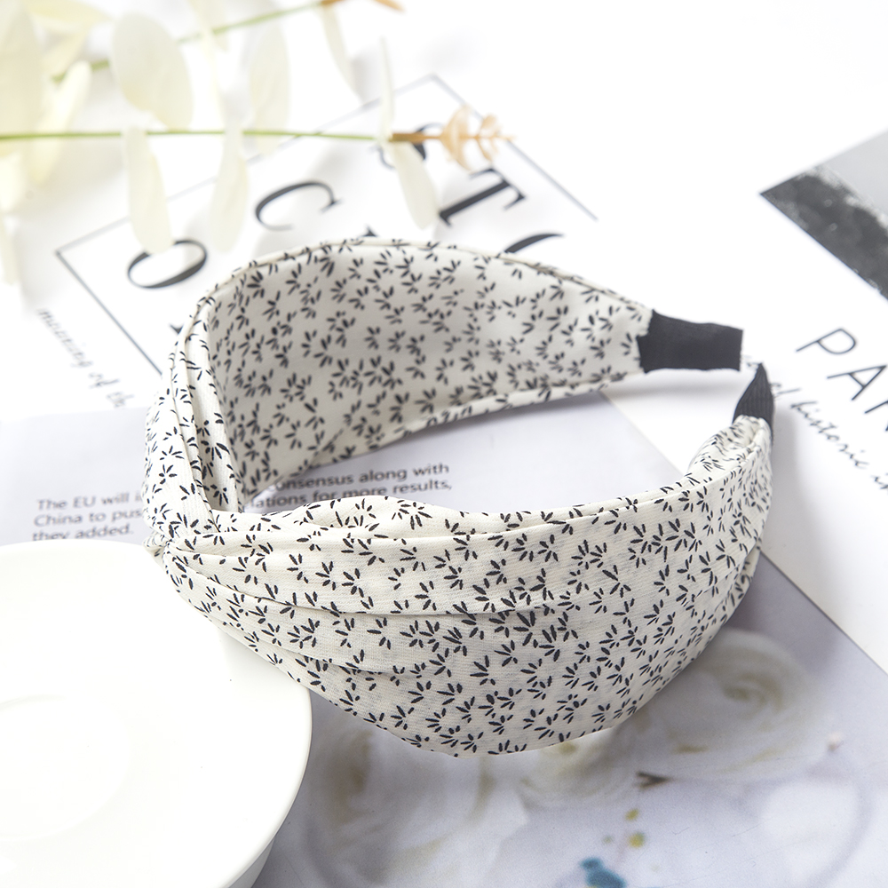 Kwiatowy nadruk wiązane opaski na głowę Bezel Turban elastyczna kokarda krzyżowa opaski do włosów dla kobiet obręcze do włosów opaski dziewczęce akcesoria do włosów biżuteria: żółte światło