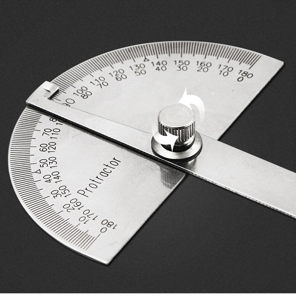 Rapporteur 180 degrés réglable multifonctionnel en acier inoxydable règle d'angle de tête ronde outil de mesure mathématique