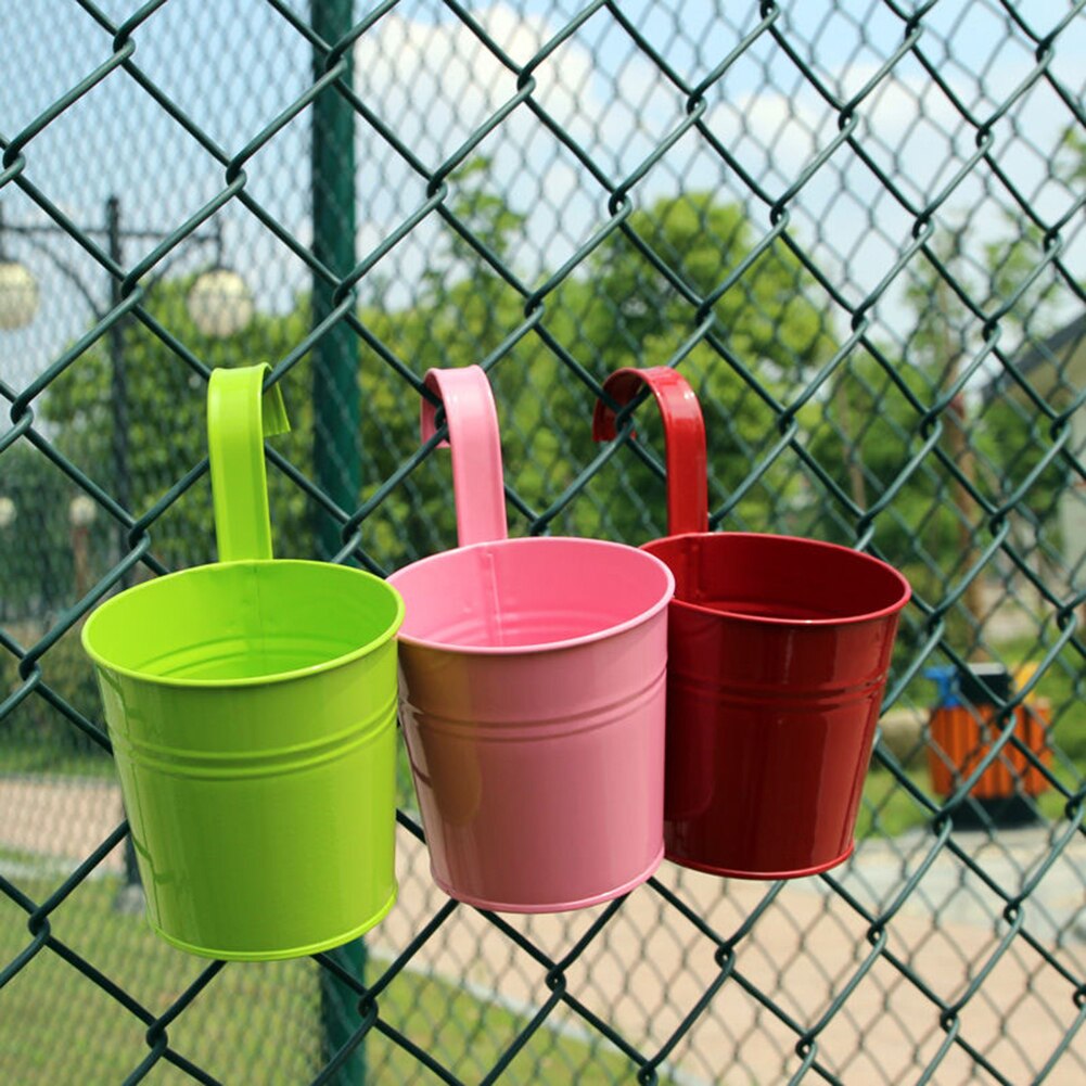 Maceta colgante de Metal para jardín y balcón, maceta de hierro para decoración del hogar, soporte para plantas