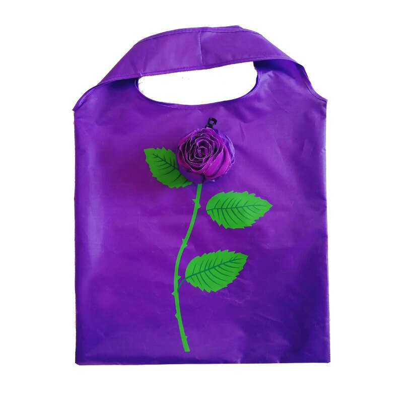 Reusable Shopping Bag Eco Friendly Foldable Grocery Bags Simulation Flower Large Capacity Tote H7JP: Purple