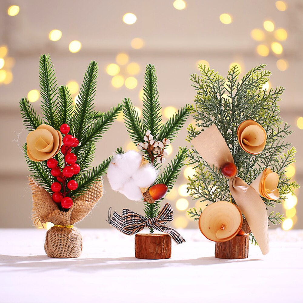 Christmas Decoration 25cm Mini Christmas Tree Office Bedroom Desktop Ornaments For Scene Decor Props Creativity Year