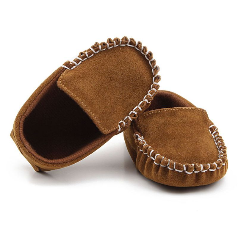 Winter Lovely Infant Moccasins Princess Baby First Walk Shoes Baby Matte Pu Peas Casual Leather Shoes: Brown / 13-18 Months
