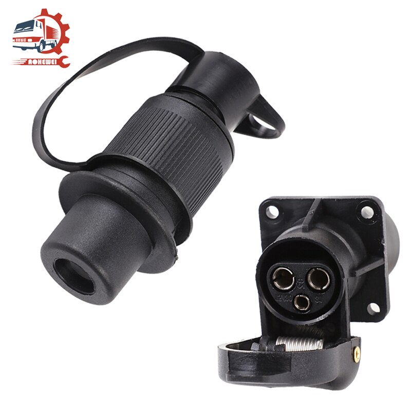 Aohewei 3 Pin Trailer Plug Socket Connectors Trekhaak Ronde 3 Pole Adapter Waterdichte Towing Accessoires Voor Caravan Vrachtwagen 12V