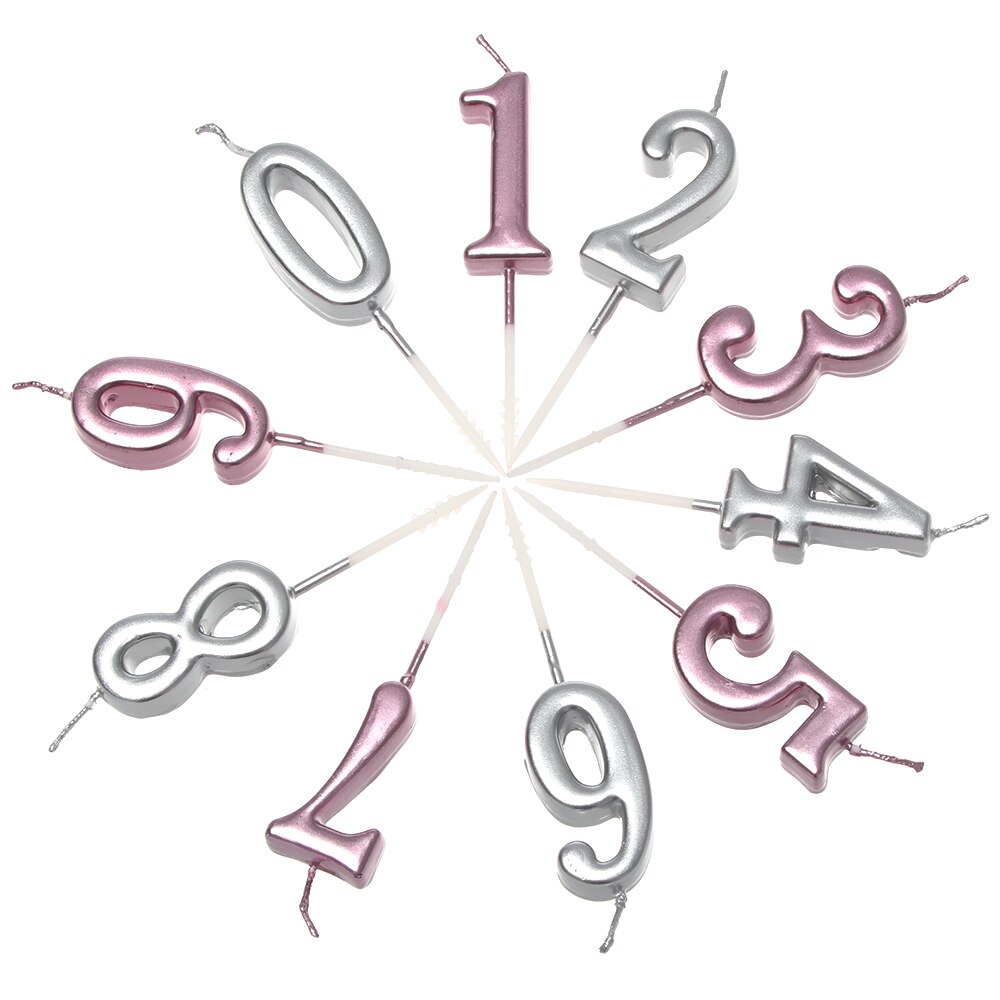 Rose Gold Happy Birthday Number Cake Candles 0 1 2 3 4 5 6 7 8 9 Cake Topper Kids Girls Boys Bar Baby Party Supplies Decoration