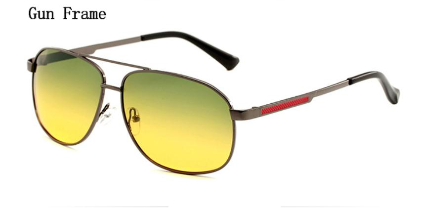 Lunettes de soleil polarisées dégradées pour hommes, conduite de jour et de nuit, Double usage, Vision nocturne, haut, vert, bas, lentille jaune, L3: 3