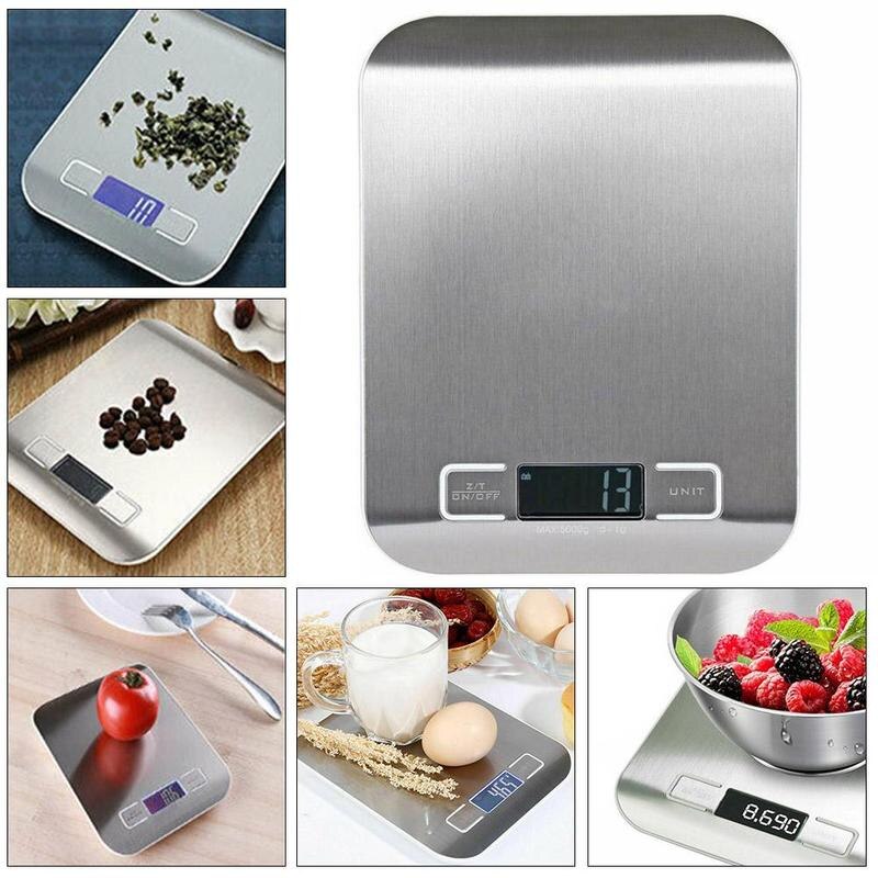 Digital Scale Kitchen Weight Electronic Weighing Balance 1g Slim Platform 5kg Tools Steel Scale Cooking F6R3