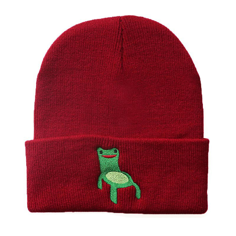 Frog Slipping Tea Winter Hat Men Knitted Beanies Unisex Women Stocking Hat Bonnet Outdoor Sports Ski Hat Cap: Burgundy