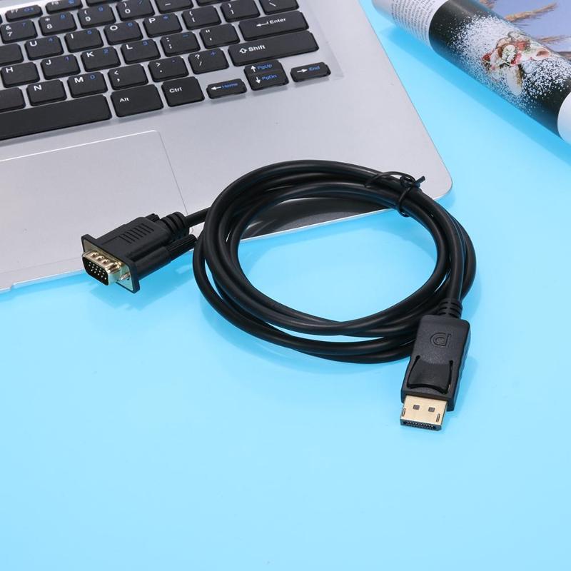 1.8m thunderbolt expositor porto dp para vga adaptador macho conversor cabo suporta para 1920x1200 reduzido blanking resolução de vídeo