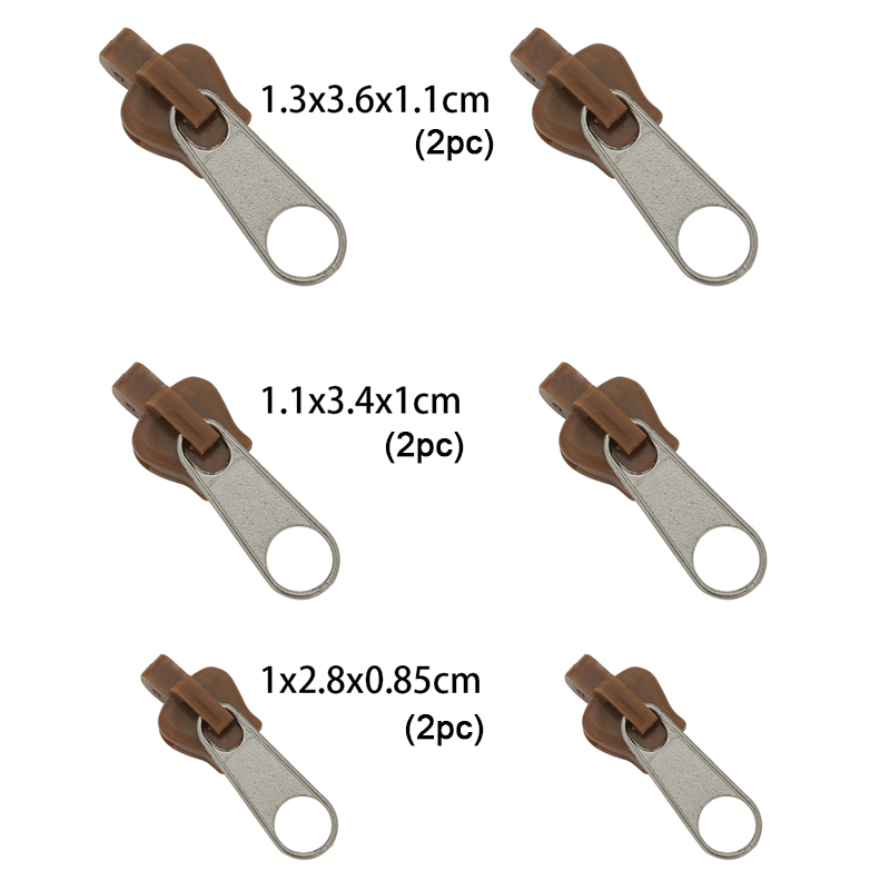 6PCS/Set Instant Zipper Universal Instant Fix Zipper Repair Kit Replacement Zip Slider Teeth Rescue Zippers For Sew: Coffee