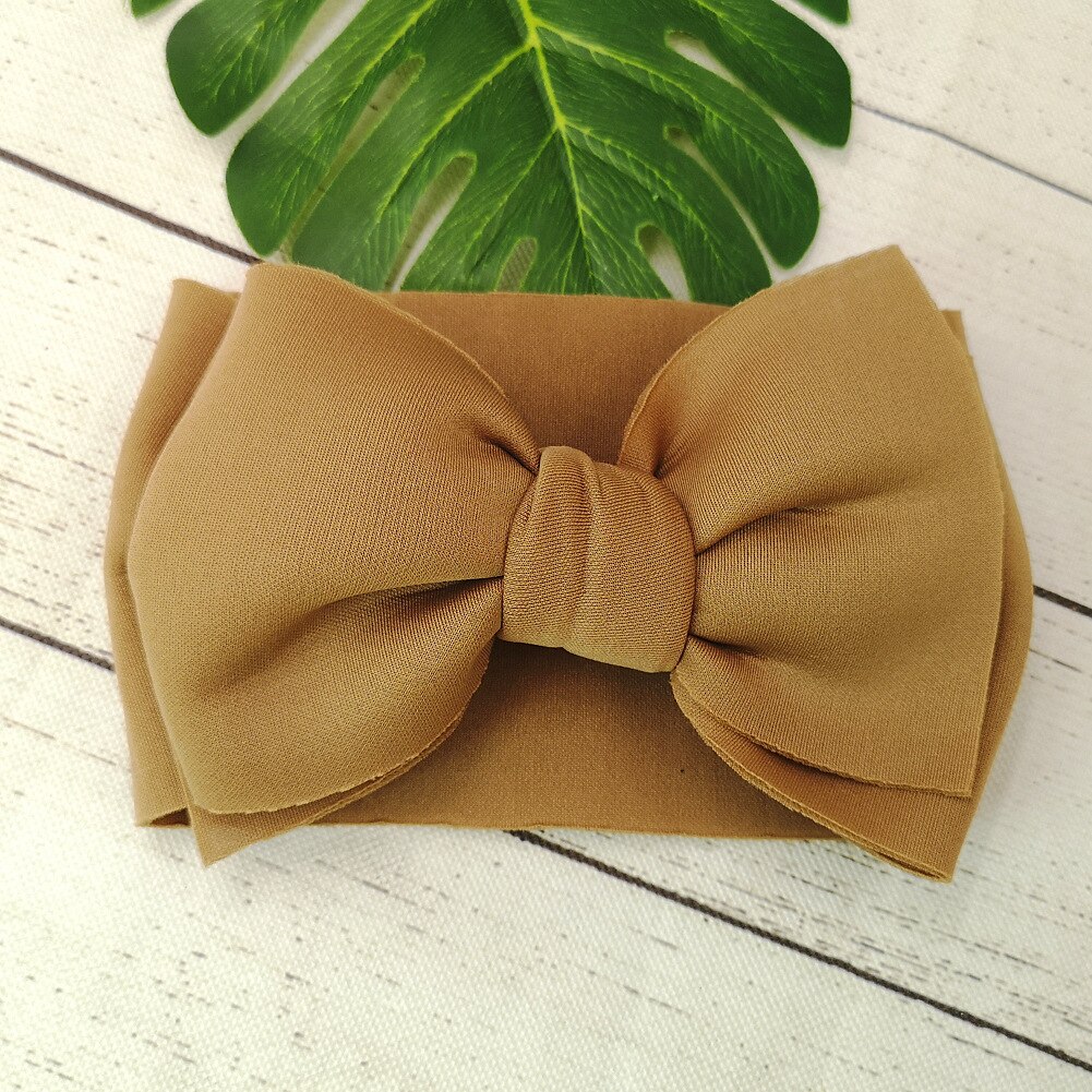 Baby Meisje Hoofdbanden Haarband Baby Hoofdband Bladerdeeg Bandeau Bebe Fille Bullet Stof Boog Knoop Headwraps Tulband Baby Haar Accessoires: Khaki