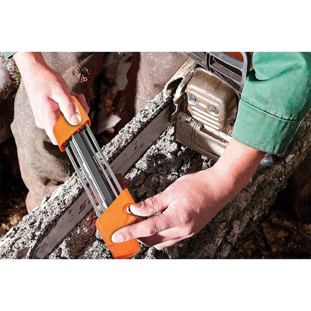2 in 1 Einfache Kettensäge Datei Kettenschärfer Schleifstein Bausätze 4mm/4,8mm Sägezähne einstellen Schnelle Schärfen für Stihl