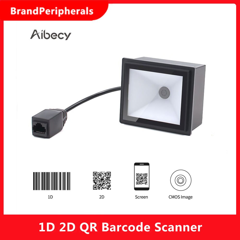 Aibecy Embedded 1D 2D QR Barcode Scanner Module CMOS Image Auto-scan Wired Fixed Mount Bar Code Reader Support Screen Scan