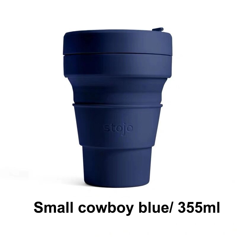 STOJO TASSE Klapp Silikon Tragbare Silikon kaffee tasse multi-funktion folding silica tasse Büro reise Wesentliche: small cowboy blue355