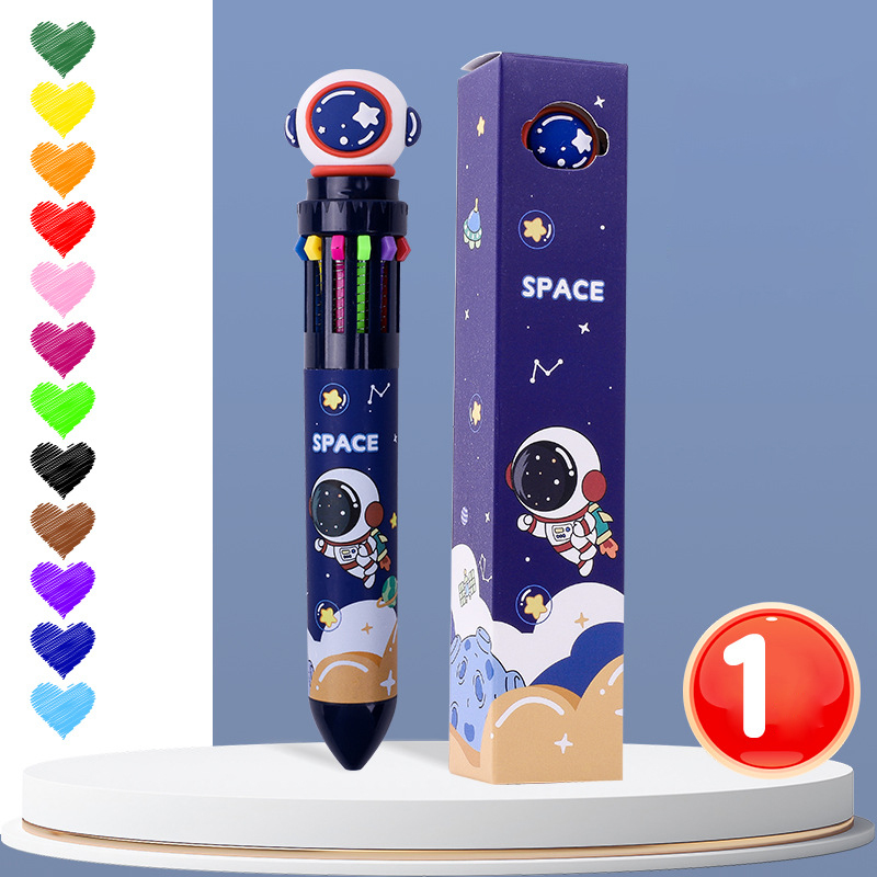 1 stücke Zehn farben kugelschreiber Karikatur Nette Farbe durch typ Multi funktionale unterschrift stift 12 farben neutral stift malerei preis: Blau