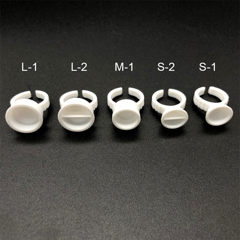 Anillo de pegamento desechable para pestañas, soporte para Paleta de extensión de pestañas, anillos de pegamento, herramientas de maquillaje para pestañas, 100 unids/bolsa