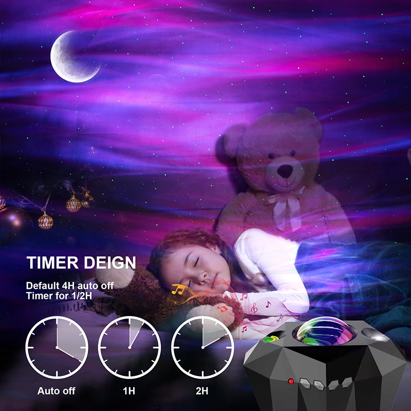 Aurora Lights Star Projector Galaxy Projector with Remote Control Sky Night Light for Kids Adults Bluetooth Music Speaker