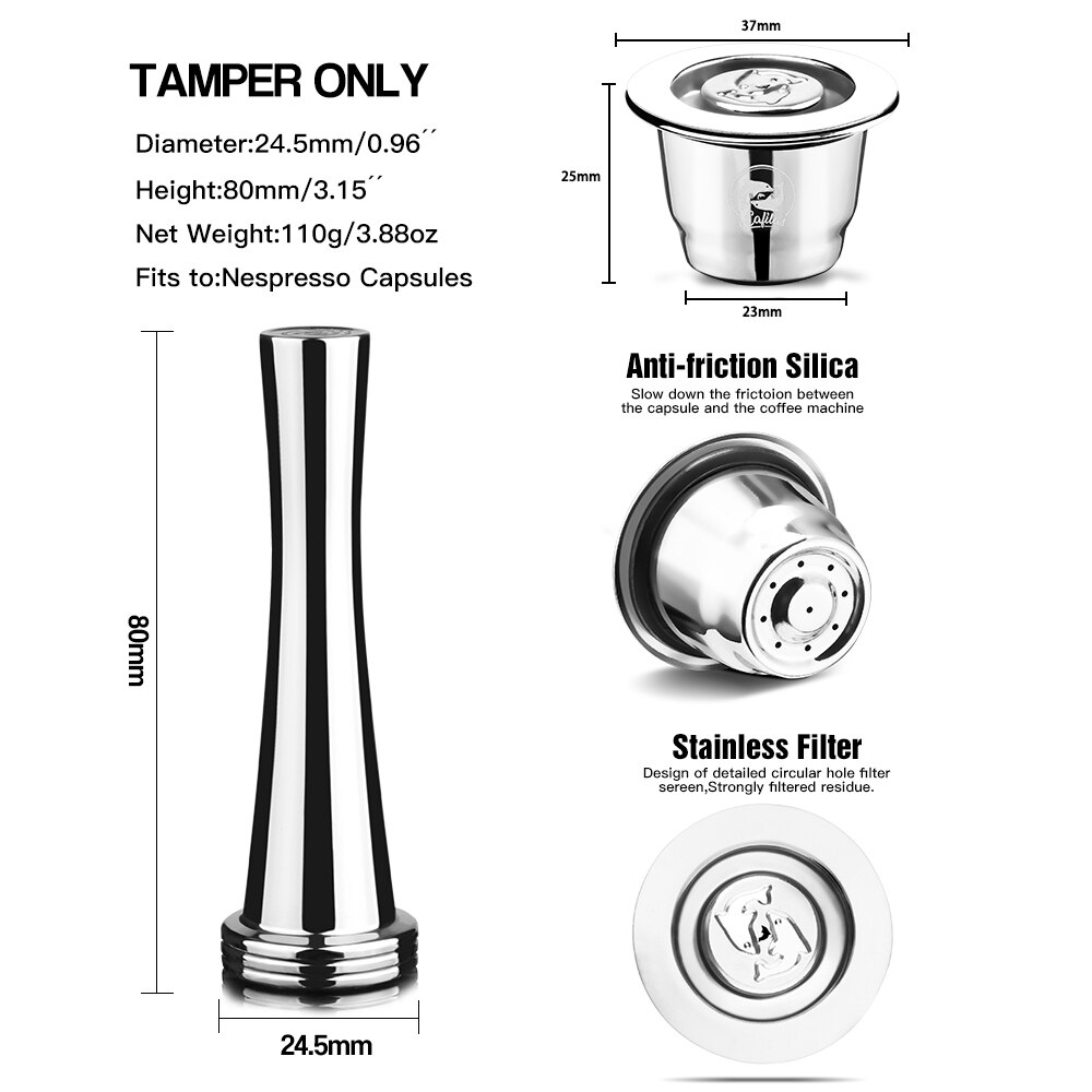 iCafilas Eco-Friendly Package Refillable Coffee Capsule Corp For Nespresso Reusable Pod Stainless Steel Upgrade Version