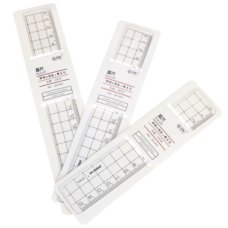 1pcs 15cm 18cm 20cm Transparent Simple Ruler Plastic Square Ruler Cute Learning Stationery Drawing School Supplies