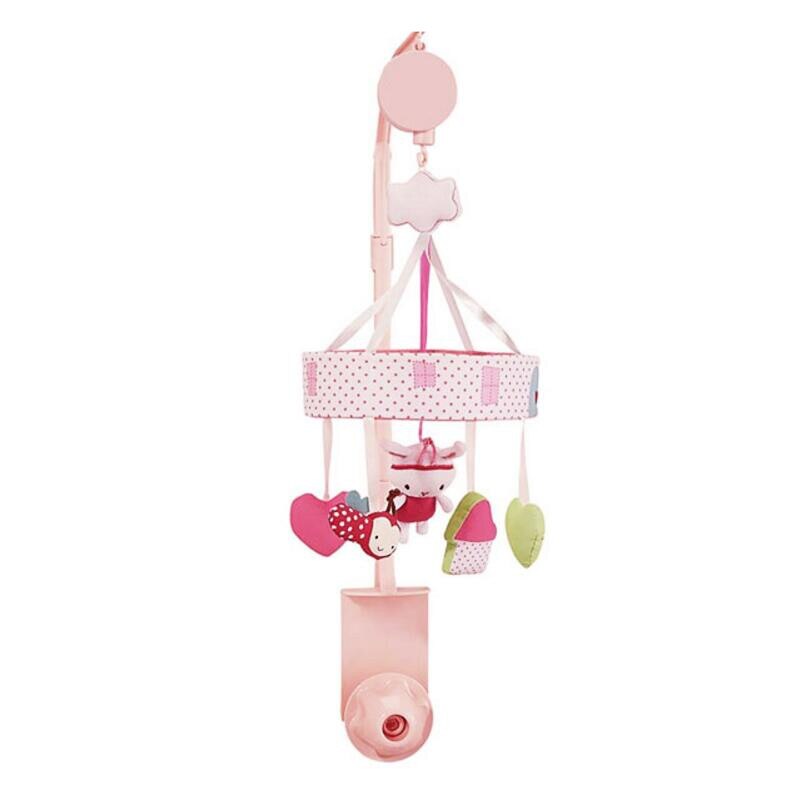 Nummers Muzikale Mobiele Babybedje Roterende Muziekdoos Mooie Roze Of Wit Konijn Ster Baby Speelgoed In Cot Draaien Wandelwagen rammelaar: pink