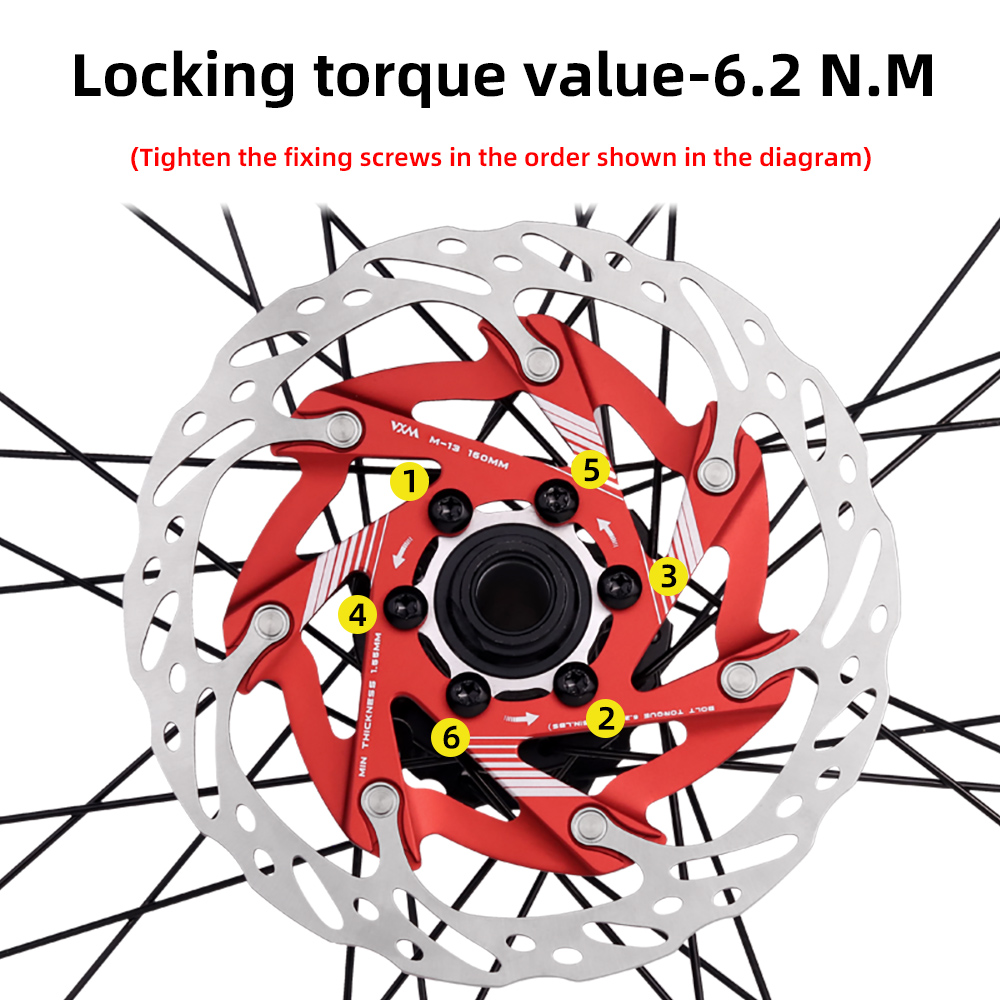 VXM Bicycle 6 Bolt Floating Disc Brake Pads Aluminum Allo 160mm Cooling Disc Heat Dissipation Down Hill Floating MTB Brake Rotor