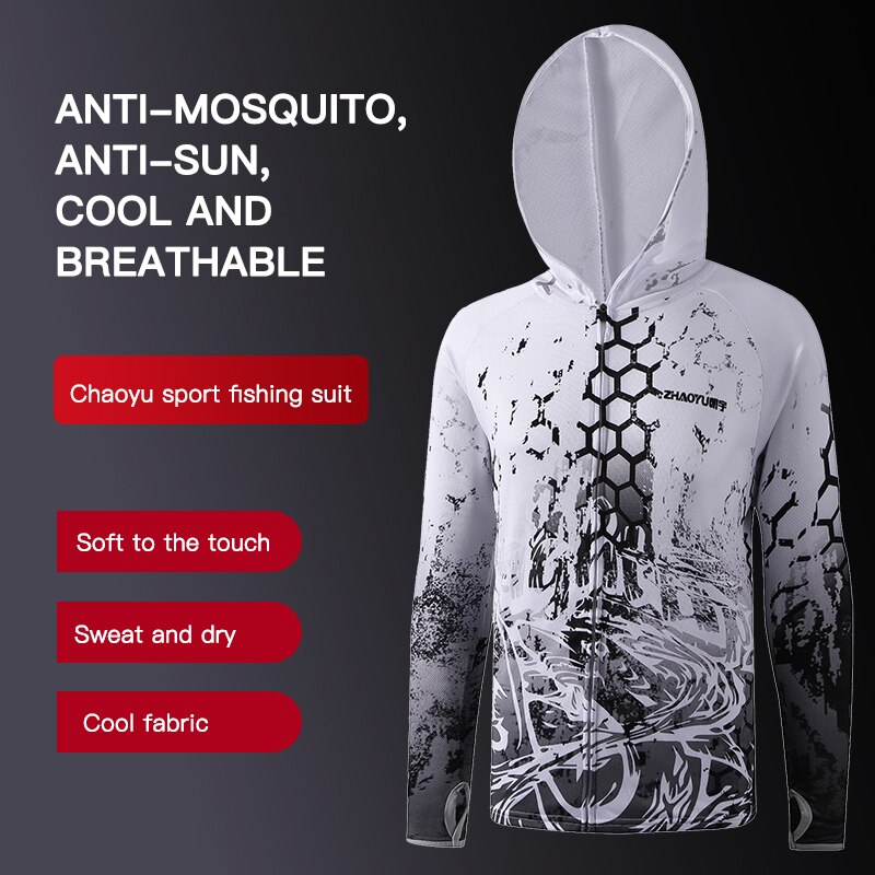 ZHAOYU-ropa de pesca transpirable para hombre, camisas de pesca impermeables, chaqueta de pesca de manga larga, ropa de pesca de secado rápido: M 160-165cm 50-70kg
